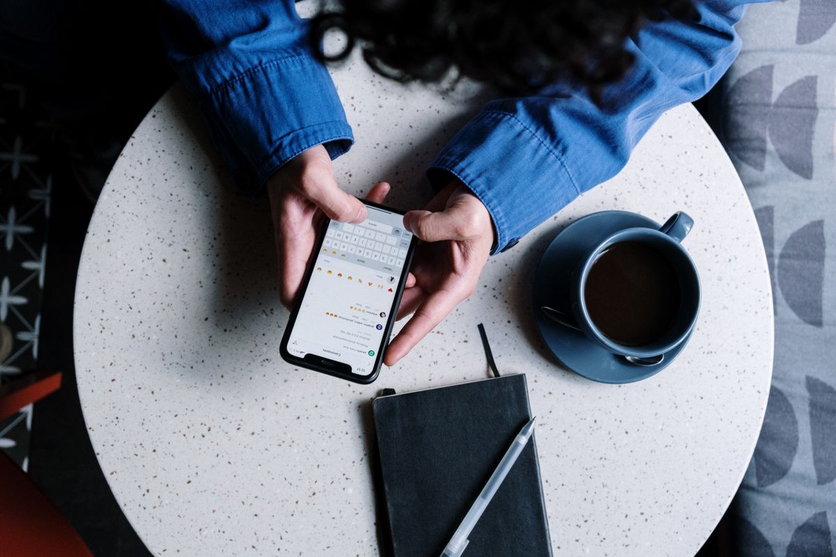 Person holding a smartphone