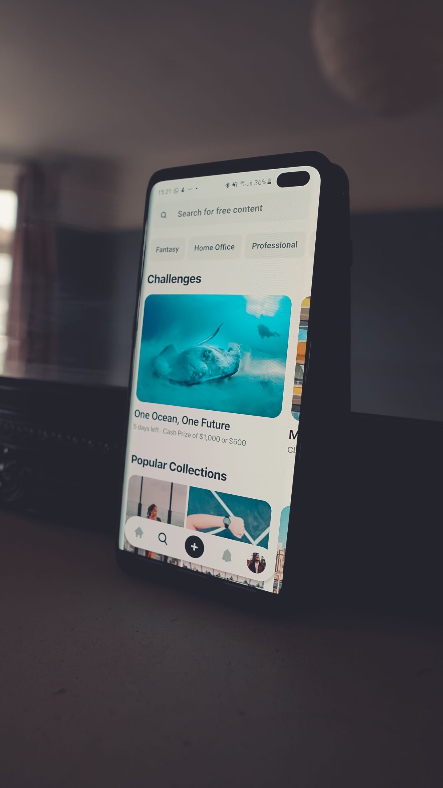 Smartphone showing an app on screen